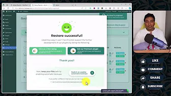 Backup Migration plugin showing successful restore and automatic backup running
