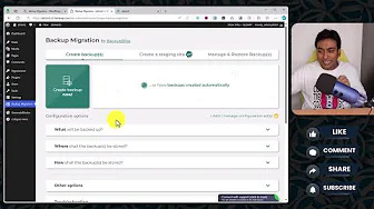One-click backup button showing estimated backup size before creating WordPress backup