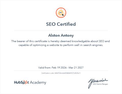 SEO Certified - HubSpot
